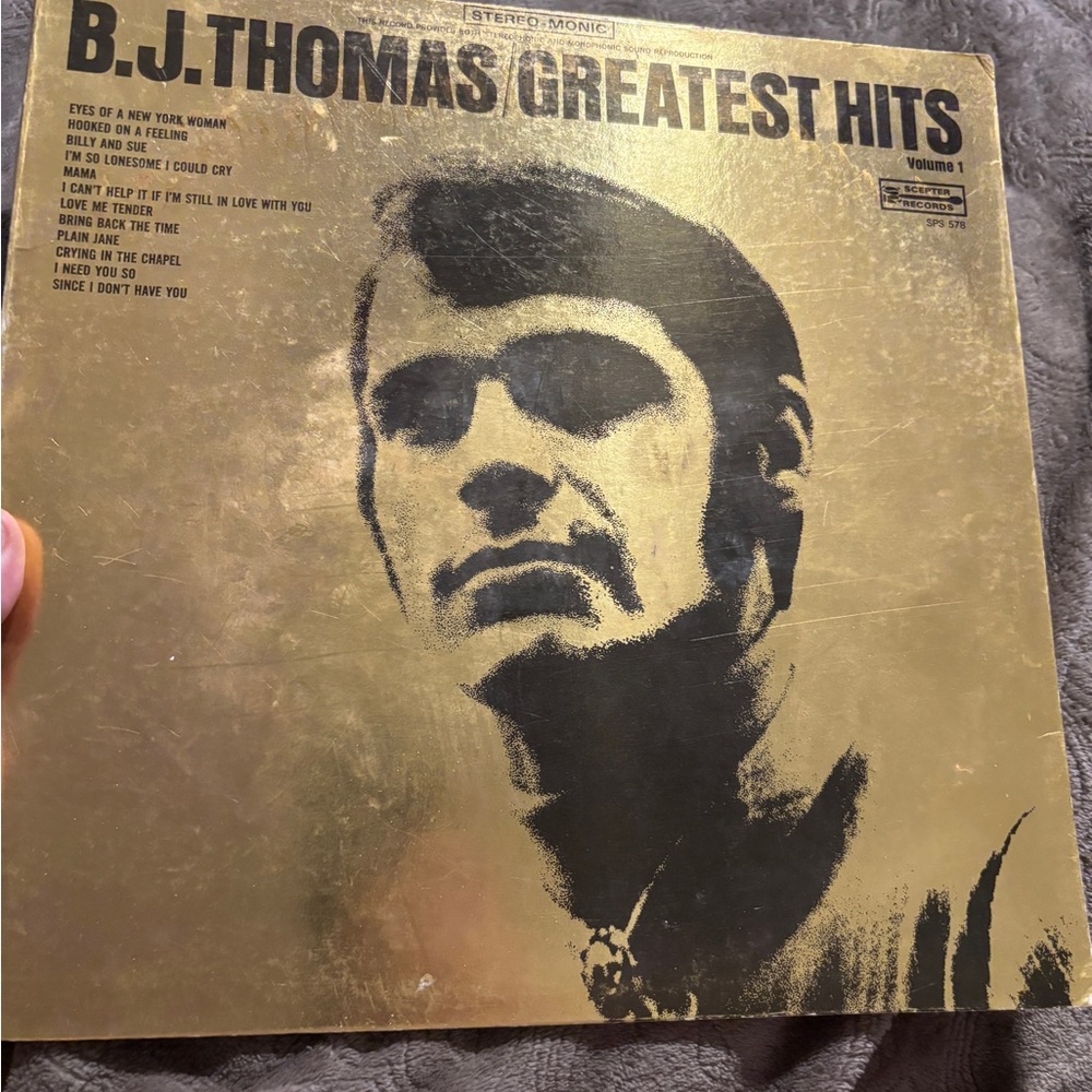 B.J. Thomas Greatest Hits Vinyl Record 1970 ( Autographed )